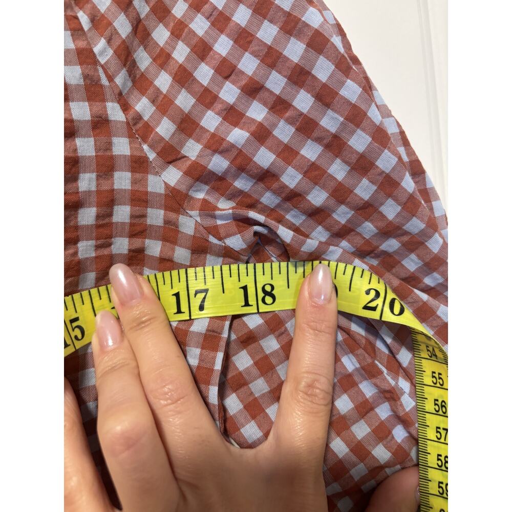 Madewell Rust White Gingham Button Down Dress 00 - Picture 4 of 9